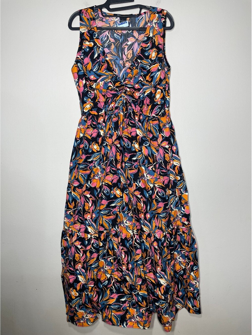 French Connection New Abstract Botanical Tiered Midi Dress L